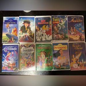 10 Disney Vhs tapes. Some black Diamond.